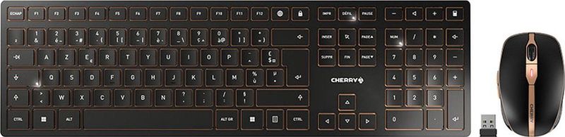 CHERRY DW 9100 SLIM toetsenbord Inclusief muis Universeel RF-draadloos + Bluetooth AZERTY Frans Zwart