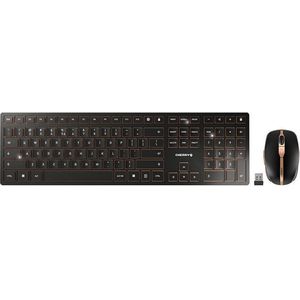 CHERRY DW 9100 Slim, draadloos toetsenbord en muisset, Britse lay-out, QWERTY-toetsenbord, oplaadbare batterijen, SX-schaarmechanisme, ultra-stille slag, zilverwit