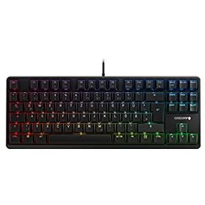CHERRY G80-3000N TKL RGB, Duitse lay-out, QWERTZ, bekabeld toetsenbord, mechanisch gaming-toetsenbord, CHERRY MX SILENT RED SCHAKELAARS, zwart, TKL, 44 x 14 x 3,5 cm