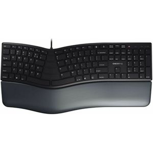 CHERRY KC 4500 Ergo ergonomisch toetsenbord met gevoerde polssteun, bekabeld toetsenbord, zwart