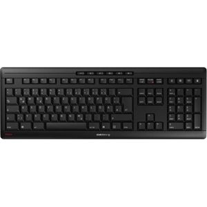 CHERRY Stream keyboard draadloos, draadloos toetsenbord, Zwitserse lay-out (QWERTZ), 2,4 GHz, stille toetsen, plat ontwerp, werkt op batterijen, zwart