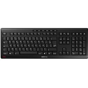 CHERRY STREAM KEYBOARD WIRELESS, Franse indeling, AZERTY-toetsenbord, draadloos toetsenbord, Blue Angel, GS-goedkeuring, SX-schaarmechanisme, fluisterstille toetsaanslag, zwart