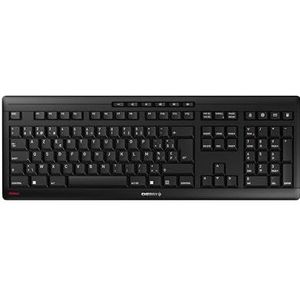 CHERRY STREAM KEYBOARD WIRELESS, Belgische indeling, AZERTY-toetsenbord, draadloos toetsenbord, Blue Angel, GS-goedkeuring, SX-schaarmechanisme, fluisterstille toetsaanslag, zwart