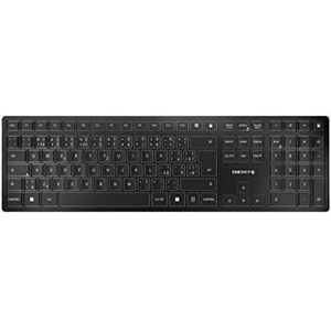 CHERRY KW 9100 SLIM, draadloos toetsenbord, Tsjechische indeling, QWERTY-toetsenbord, Bluetooth of draadloze verbinding, SX-schaaractie, oplaadbaar via USB-kabel, plat, zwart-zilver