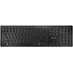 CHERRY KW 9100 SLIM, draadloos toetsenbord, Internationale indeling, QWERTY-toetsenbord, Bluetooth of draadloze verbinding, SX-schaaractie, oplaadbaar via USB-kabel, plat, zwart-zilver