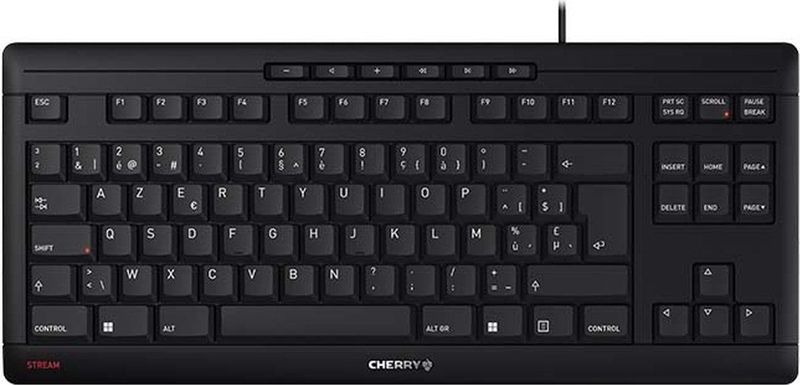 CHERRY STREAM KEYBOARD TKL toetsenbord Universeel USB AZERTY Belgisch Zwart