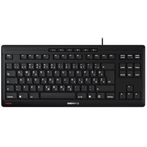 CHERRY Stream Keyboard TKL, lay-out kroate/slowene, QWERTZ-toetsenbord, bekabeld toetsenbord, blauwe engel, SX-schaarmechanisme, stille klep, zwart