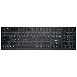CHERRY KW X ULP, ultra plat mechanisch high-end toetsenbord, US-Internationaal lay-out (QWERTY), draadloos multi-device toetsenbord voor maximaal 4 apparaten, oplaadbaar, zwart