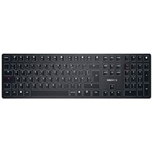 CHERRY KW X ULP, ultra plat mechanisch high-end toetsenbord, Frans lay-out (AZERTY), draadloos multi-device toetsenbord voor maximaal 4 apparaten, oplaadbaar, zwart