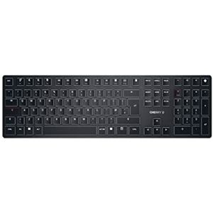 CHERRY KW X ULP, ultra plat mechanisch high-end toetsenbord, Britse lay-out (QWERTY), draadloos multi-device toetsenbord voor maximaal 4 apparaten, oplaadbaar, zwart