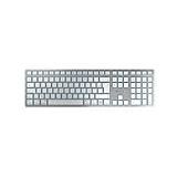 CHERRY KW 9100 SLIM FOR MAC, Kabellose Mac-Tastatur, Französisches Layout (AZERTY), Bluetooth oder 2,4 GHz Funk, Flache Tasten, Wiederaufladbar, Weiß-Silber
