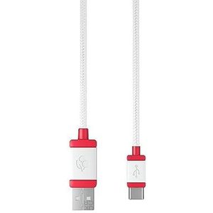 CHERRY USB CABLE 1.5, gevlochten USB-C naar USB-A kabel, voor opladen en gegevensoverdracht, voor toetsenbord, muis, smartphone, tablet en meer, 1,5 m lang, wit