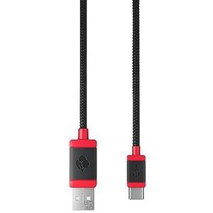 CHERRY USB CABLE 1.5, gevlochten USB-C naar USB-A kabel, voor opladen en gegevensoverdracht, voor toetsenbord, muis, smartphone, tablet en meer, 1,5 m lang, zwart