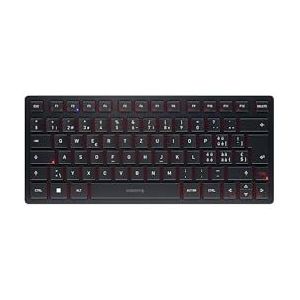 CHERRY KW 9200 MINI, compact toetsenbord voor meerdere apparaten voor maximaal 4 apparaten, Zwitserse indeling (QWERTZ), aansluiting via Bluetooth, draadloos of kabel, Zwart