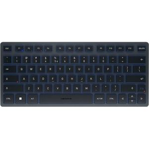 Cherry KW 7100 Mini BT, compact toetsenbord voor meerdere apparaten met 3 Bluetooth®-kanalen, US-internationale lay-out (QWERTY), plat ontwerp, inclusief draagtas