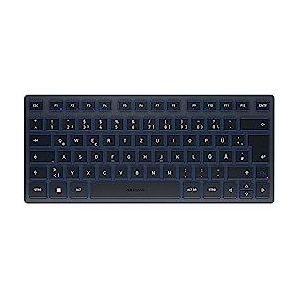 Cherry KW 7100 Mini BT, compact toetsenbord voor meerdere apparaten met 3 Bluetooth®-kanalen, Duitse lay-out (QWERTZ), plat design, draagtas inbegrepen, Slate Blue