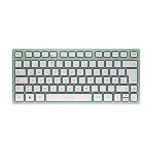 Cherry KW 7100 Mini BT, Compact toetsenbord voor meerdere apparaten met 3 Bluetooth®-kanalen, Duitse lay-out (QWERTZ), plat design, draagtas inbegrepen, Agave Green