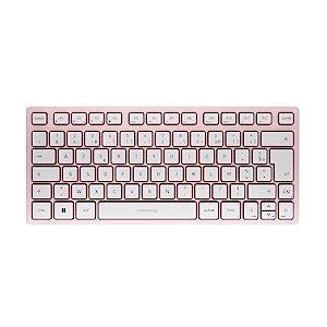 CHERRY KW 7100 Mini BT, compact toetsenbord voor meerdere apparaten met 3 Bluetooth-kanalen, Franse lay-out (AZERTY), plat design, draagtas inbegrepen, Cherry Blossom