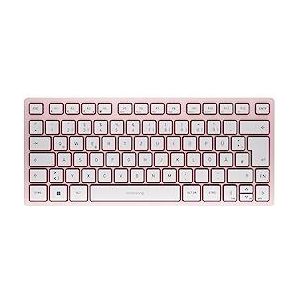 CHERRY KW 7100 Mini BT, compact toetsenbord met meerdere apparaten met 3 Bluetooth®-kanalen, Duitse lay-out (QWERTZ), plat design, draagtas inbegrepen, Cherry Blossom