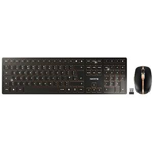 CHERRY DW 9100 Slim Italiaans QWERTY draadloos toetsenbord en muis, SX-schaarmechanisme, stil typen, zwart/brons