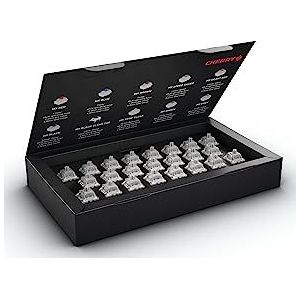 CHERRY MX RGB Grey Switch KIT, doos met 23 mechanische toetsenbordschakelaars, voor doe-het-zelf, hot swap of gaming-toetsenbord, touch-schakelaar zonder klik, gericht, robuust en merkbaar