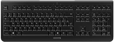 CHERRY KW 3000, Draadloos Toetsenbord met Numeriek Toetsenblok, Franse Indeling (AZERTY), 2,4 GHz Radioaansluiting, Geluidsarme Toetsen, Plat Ontwerp, Werkt op Batterij, Zwart
