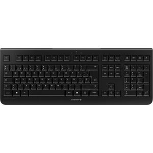 CHERRY KW 3000, Kabellose Tastatur mit Nummernblock, Spanisches Layout (QWERTY), 2,4 GHz Funk, Geräuscharme Tasten, Flaches Design, Batteriebetrieben, Schwarz