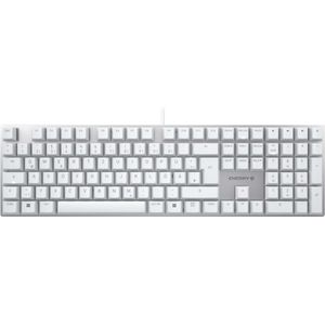 CHERRY KC 200 MX, Mechanische Office-Tastatur mit Eloxierter Metallplatte, Deutsches Layout (QWERTZ), Kabelgebunden, MX2A SILENT RED Switches, Weiß/Silber