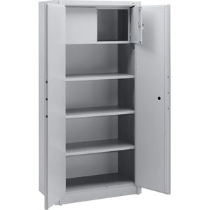 C+P Stalen kast, brandvertragend, conform DIN 4102, h x b x d = 1950 x 930 x 500 mm, lichtgrijs, met locker