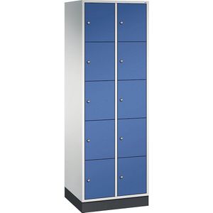 C+P Vijfvoudige locker Intro, 2 compartimenten, lichtgrijs / gentiaanblauw, b x d = 620 x 500 mm