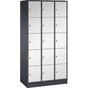 C+P Vijfvoudige locker Intro, 3 compartimenten, zwartgrijs / lichtgrijs, b x d = 920 x 500 mm