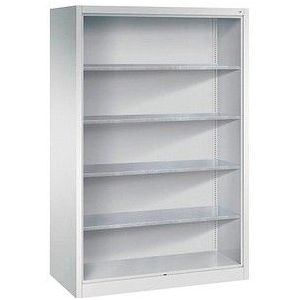 C+P Vleugeldeurkast met zichtvenster, h x b x d = 1950 x 1200 x 500 mm, 4 legborden, 3 laden, lichtgrijs/antracietgrijs