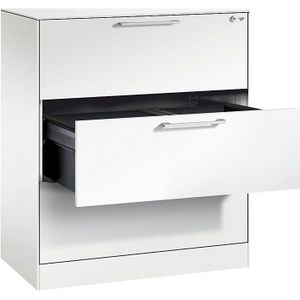 Hangmappenkast Asisto C 3000, 3 schuifladen, 2 rijen, B 800 mm, wit/wit