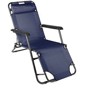 Nexos Inklapbare zonneligstoel, relaxstoel, ligstoel, klapstoel, staal (blauw)