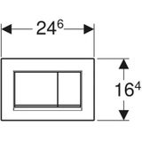 Geberit Sigma30 bedieningplaat, 2-toets spoeling frontbediening voor toilet 24.6x16.4cm wit mat met glansverchroomde strook 115.883.JT.1