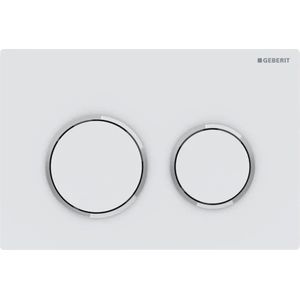 Drukplaat Geberit Omega 20 voor 2-toets Spoeling Glansverchroomde Ringen Mat Wit