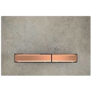 Geberit Sigma50 bedieningspaneel 2-knops, plaat betonlook, knoppen betonlook, randen roodgoud
