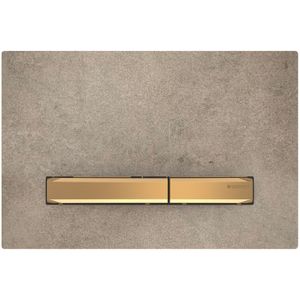 Geberit Sigma50 bedieningplaat, 2-toets spoeling frontbediening voor toilet 24.6x16.4cm messing / betonlook 115672JV2