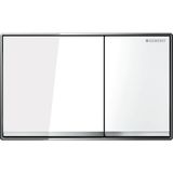 Geberit Omega60 bedieningplaat, 2-toets spoeling frontbediening voor toilet 18.4x11.4cm glas wit 115081SI1