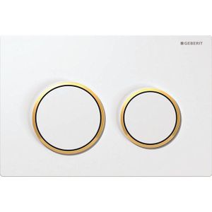 Geberit Omega20 Bedieningplaa - 2-toets Spoeling Frontbediening Voor Toilet 21.2x14.2cm Wit / Goud 115085KK1