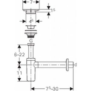 Geberit wastafelsifon 1 1/4 40 mm met muurbuis chroom