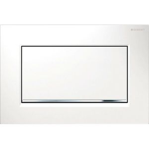 Geberit Sigma10 bedieningsplaat - 2-toets spoeling - rechthoekige knoppen - wit/chr.geb./wit 115.893.KJ.1