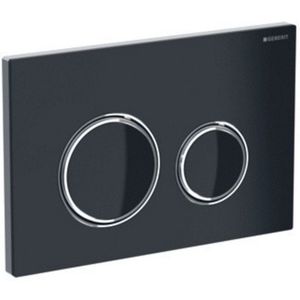 Geberit Sigma21 bedieningplaat met frontbediening voor toilet 24.6x16.4cm zwart / glans verchroomd 115884SJ1