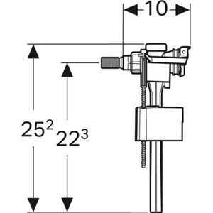 Geberit Vlotterkraan Type 333 M. Zijaansluiting 3/8 en 1/2 Nippel Is van Messing 136724003