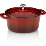 Braadpan Gietijzer Rood, 24 cm - Kela | Calido