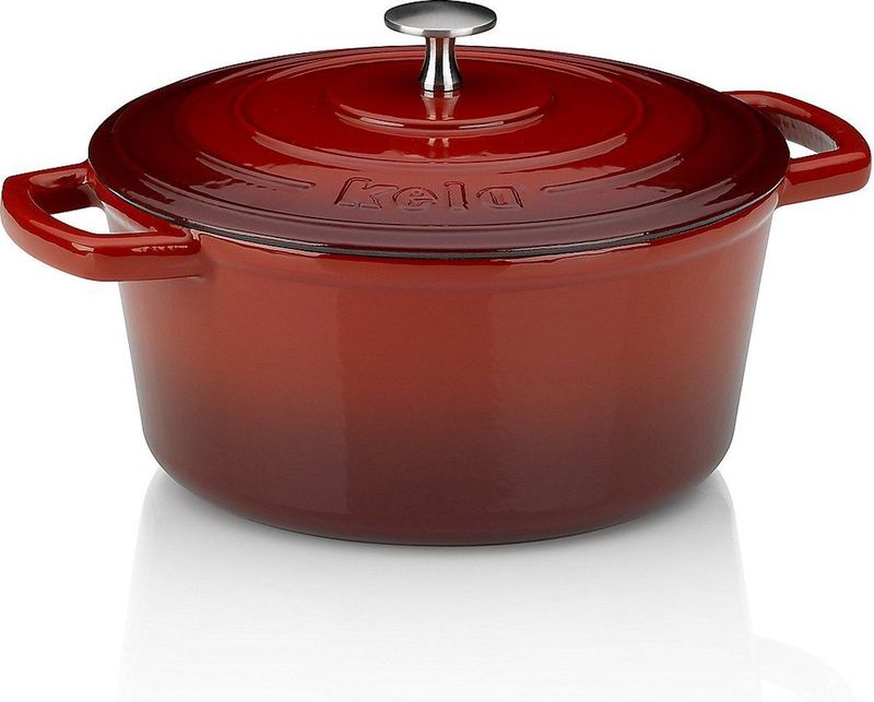 Braadpan Gietijzer Rood, 24 cm - Kela | Calido