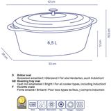 Braadpan Gietijzer Ovaal Rood, 33 cm x 26 cm- Kela | Calido