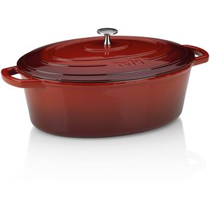 Braadpan Gietijzer Ovaal Rood, 33 cm x 26 cm- Kela | Calido