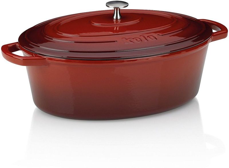 Braadpan Gietijzer Ovaal Rood, 33 cm x 26 cm- Kela | Calido