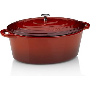 Braadpan Gietijzer Ovaal Rood, 36 cm x 29 cm- Kelas-sCalido